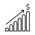 Icon chart. Profit arrow. Growth stock diagram financial graph. Vector illustration. Stock image. Royalty Free Stock Photo