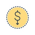 Color illustration icon for Cheaper, lower and dollar