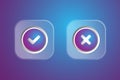 checklist and wrong icon modern style, blue light effect, vector Royalty Free Stock Photo
