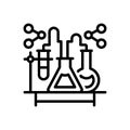 Black line icon for Chem, science and laboratory