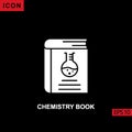 Icon chemistry book with erlenmeyer flask boiling. Filled, glyph or flat vector icon symbol sign collection