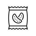 Black line icon for Chips, snacks and food