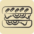 Icon Choripan. related to Argentina symbol. hand drawn style. simple design editable. simple illustration