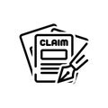 Black line icon for Claims, requirement, money and insurance Royalty Free Stock Photo