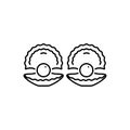 Black line icon for Clams, shell and nautical