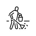 Black line icon for Cleaner, swabber and basket