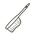 Icon of the cleaning brush, clean the dust surface, vector contour template, doodle style. household work