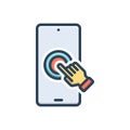 Color illustration icon for Click, application and choice