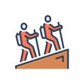 Color illustration icon for Climb, mountain and hiking