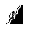 Black solid icon for Climb, rappelling and abseiling