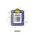 Icon of clipboard with checklist and checkmarks for office work