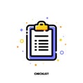 Icon of clipboard with checklist and checkmarks for office work