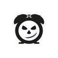 Icon clock alarm with a skull, vector