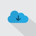 Icon cloud download with shadow