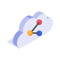 Icon of cloud networking with connected nodes for data sharing