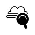 Black solid icon for Cloud Search, estimate and optimization Royalty Free Stock Photo