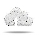 Icon cloud storage abstract design, isolated from low poly wireframe on white background. abstract polygonal image mash
