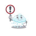 An icon of cloudy rainy cartoon design style with a sign board