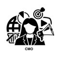 Cmo icon. Chief marketing officer acronym isolated on background