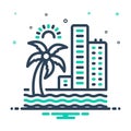 Mix icon for Coast, beach and hotel