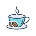 Color illustration icon for Coffee, caffeine and cappuccino