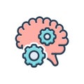 Color illustration icon for Cognition, brainstorm and function