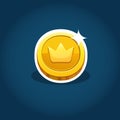 Icon coin for the game interface. Receiving the cartoon treasure. Vector illustration. EPS 10.