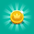 Icon coin for the game interface. Receiving the cartoon treasure. Vector illustration. EPS 10.