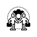 Black solid icon for Collaboration, copartnership and handshake Royalty Free Stock Photo