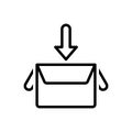 Black line icon for Collect, box and gather