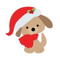 Icon color baby cute Christmas puppy on a white background.