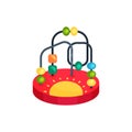 Icon of colorful bead maze toy. Fun and educational game for kids. Concept of children s development. Cartoon flat