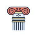 Color illustration icon for Column, ancient and historical