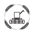 Icon of combine harvester and wheat ears, vector Royalty Free Stock Photo