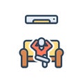 Color illustration icon for Comfort, rest and person