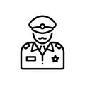 Black line icon for Commander, people and officer