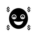 Black solid icon for Complacent, self and smiley Royalty Free Stock Photo