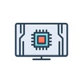 Color illustration icon for Compute, disc and device