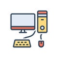 Color illustration icon for Computer, monitor and necessarily