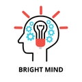 Icon concept of Bright Mind, brain process collection
