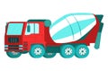 Icon concrete mixer, professional construction vehicle equipment, truck blender flat vector illustration, isolated on