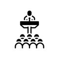 Black solid icon for Conference, seminar and speaker Royalty Free Stock Photo