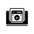 Black solid icon for Confirmation, online and approval Royalty Free Stock Photo