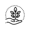 Black line icon for Conserving, protection and grow