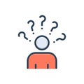 Color illustration icon for Consideration, why and question Royalty Free Stock Photo