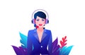 Icon consultant assistant girl in headphones