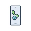 Color illustration icon for Contacted, phone and communication Royalty Free Stock Photo