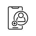 Black line icon for Contacting, communication and contact