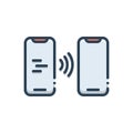 Color illustration icon for Contactless, smartphone and digital