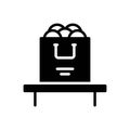 Black solid icon for Contain, bag and stock Royalty Free Stock Photo